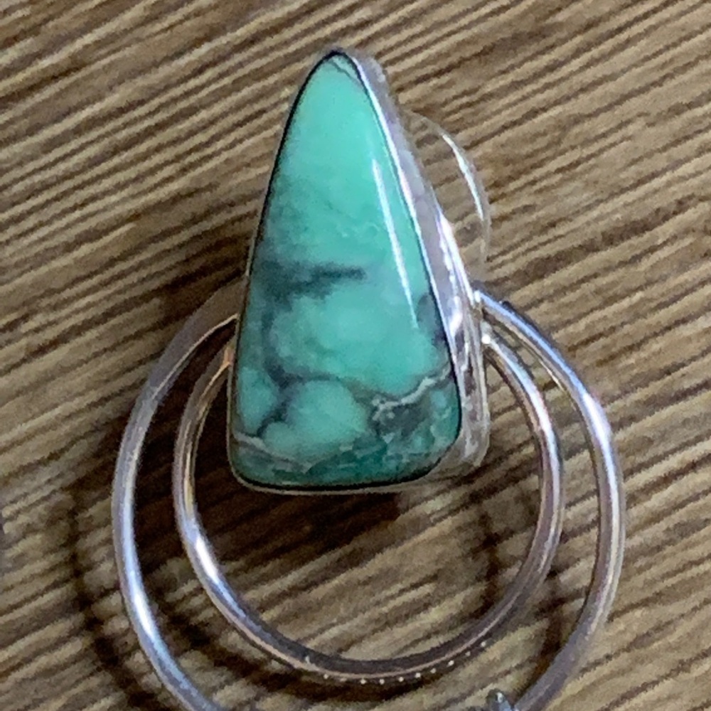 Vintage Carico Lake Turquoise Dangle Sterling Silver Earrings - Picture 4 of 7